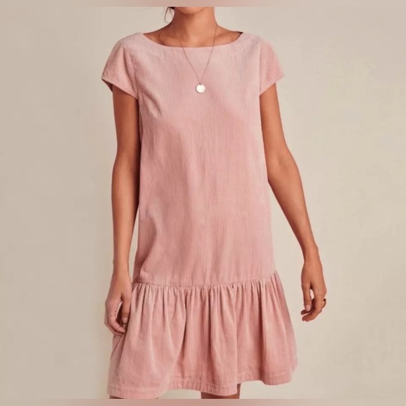 Maeve By Anthropologie pink flounced corduroy dress, Size 14 - Picture 2 of 13